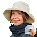 TOP-EX Chapeau de soleil pour femme à large bord, avec trou pour cheveux tressés, pliable pour l’été, voyage, plage et plein air, khaki image 0