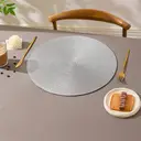 PP Single-Color Placemat Light Gray，Set of 6 Round Braided Placemats Table Mats for Dining Tables Washable Non-Slip Place Mats 15 inch for Home Decoration image 3