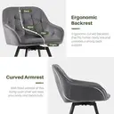 CLIPOP 360° Swivel Dining Chair Velvet Upholstered Desk Chairs without Wheels Ergonomic Office Chair with Arms and Metal Legs for Home Study 0197-s deep grey 54.5*46*80 cm image 4