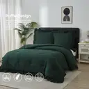 Meeallhome  Comforter Set  Vintage Ruffle Bed Set 230*220cm/50*75cm*2  dark green image 2