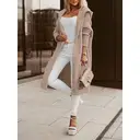 Women's Long Cardigans Cable Knitted Open Front Oversized Hooded Outerwear Sweater Coat (apricot, S) image 1