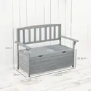 Outsunny Outdoor 2 Seater Garden Bench, Wooden Bench with Storage, Garden Storage Bench with Backrest, Arm Rests for Outdoor Patio Porch, 112 x 84 x 58 cm, Dark Grey image 2