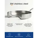 PURE COOK Poêle en acier inoxydable tri-ply | 304 | 20 cm (7,9 pouces) | Non toxique, durable, compatible four 220 ℉, tous feux compatibles, chauffe rapide et uniforme | Finition satinée | Sans couvercle, petite poêle à frire | Argent image 5