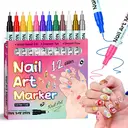 Set de 12 Stylos Nail Art Couleur 3D 0,5 mm, Stylos Vernis à Ongles avec Outils de Pointillage et Peinture Acrylique, Séchage Rapide et Résistants à l’Eau pour Créations DIY de Nail Art image 1