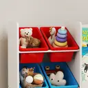 AIYAPLAY Toy Storage Unit, 3-Tier Toy Organiser Shelf with 6 Removable Storage Bins and Large Box, Childrens Bookcase for Bedroom, Nursery, Playroom, Multicoloured image 1