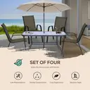 Outsunny 4 Pieces Garden Chairs, Stackable Outdoor Chairs with High Backrest and Armrest, Breathable Mesh Fabric Dining Chair Set of 4, Mixed Brown image 3
