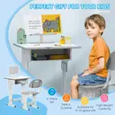 HOMCOM Kids Desk and Chair Set Adjustable Height Study Table Set w/ Drawer, Book Stand, Pen Slot - Grey image 8