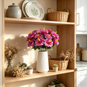 Yuejia Lot de 3 bouquets de fleurs artificielles en soie hibiscus tropical fuchsia - 45 cm image 3