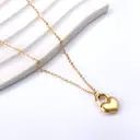 18K PVD Gold Stainless Steel Heart Lock Pendant Necklace, 40+5cm Dainty Love Choker image 3