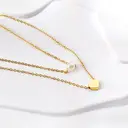 18K PVD Gold Stainless Steel Double Layered Necklace, Heart and Pearl Pendant Choker Set image 4