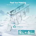 EUHOMY Ice Maker – Self-Cleaning Countertop Ice Machine, 9 Cubes in 6 Minutes, 2 Ice Sizes, 12 kg Daily Output, Portable with Handle, Ice Basket & Scoop for Home and Kitchen image 6
