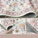 Washable Area Rugs for Living Room - Neutral Vintage Distressed Floral Farmhouse Boho Large Soft Floor Rug Indoor Non Slip Carpet for Living Room Bedroom Dining Room Office,59.8*83.8in image 2