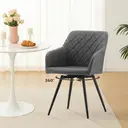 CLIPOP Faux Leather Dining Chairs, Set of 2, 360 °Swivel Upholstered Kitchen Chairs Armchair with Backrest and Metal Legs for Home Office Bedroom Living Room Lounge 0588 light grey 54.5*60*84 cm image 1