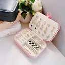JU7CER Mini portable jewelry box Jewellery Storage Jewellery Box Small Jewellery Box for Girls Jewellery Box Women Travel Jewellery Case Jewellery Organiser for Earrings Necklaces Rings Gift Wedding image 4