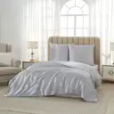 Meeallhome  Satin  Duvet Cover Set 230*220cm/50*75cm*2  Gray image 1