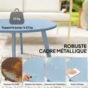 Outsunny Petite table basse ronde, table d'appoint avec patins antidérapants, cadre en métal, pour jardin, balcon, terrasse, salon, Ø 70 x 42 cm, bleu image 4