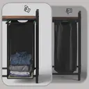 JOYFURNOS Ausziehbare Wäschekorbbox mit herausnehmbarer Tüte, 160 L – Wäschesortierer mit Metallrahmen und Ablage, Tintenschwarz und rustikales Braun, 115,6 x 33 x 72,5 cm image 7
