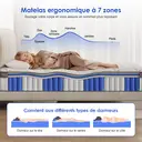 GTIMEX Matelas à ressorts ensachés 7 zones avec drap-housse, 25 cm d'épaisseur, 140 x 190 cm, pour enfants et adultes image 3