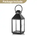 Black Decorative Candle Lantern: Metal Pillar Candle Holders for Table Centerpiece - 10.2in Tall Hanging Lanterns for Outdoor Wedding Party Home Living Room Fireplace Decor image 2