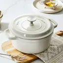 COOKER KING Chuanjia cocotte néerlandaise en fonte émaillée, robuste, chauffe uniforme, maintien de la chaleur longue, ustensile de cuisson, blanc amande, 24 cm image 1