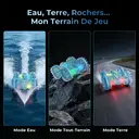 Voiture jouet télécommandée Tokky Entièrement étanche à l'eau Transmission intégrale Rotation à 360° Lumières colorées Chargement USB Amphibie QX014 image 2