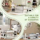 HOMCOM 3 Piece Kids Table and Chair Set, 3 in 1 Design Kids Desk and Chair Set with Blackboard, Storage, Bookshelves, for Nursery, Playroom, Classroom - Grey image 3
