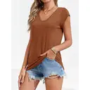 Women's' Cap Sleeve Casual Loose fit Basic Shirts Tank Tops (brown， L) image 2