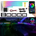 Acrylic Interior Car LED Strip Light with Wireless APP, RGB Dreamcolor 6 in 1 with 175 inches 593 LEDs Fiber Optic Ambient Lighting Kits, 16 Million Colors Sound Active Function Car Neon Lights image 1
