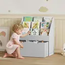 AIYAPLAY Kids Bookshelf, Bookcase Toy Storage Organiser with 3 Tier Shelves, Drawer, for Bedroom, Nursery, Playroom, Classroom, Grey image 5
