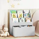 AIYAPLAY Kids Bookshelf, Bookcase Toy Storage Organiser with 3 Tier Shelves, Drawer, for Bedroom, Nursery, Playroom, Classroom, Grey image 1