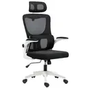 Vinsetto Fauteuil de bureau, chaise ergonomique, maille respirant, accoudoirs relevables, pivotant, appui-tête réglable et support lombaire, hauteur d'assise réglable, noir image 0