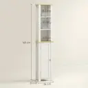 kleankin Slim Bathroom Storage Unit with Open Compartment, Bathroom Storage Cabinet with Adjustable Shelf, 34 x 23 x 165 cm, White image 2