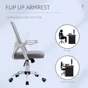 Vinsetto Office Chair with Flip-up Armrest, Mid Back Desk Chair with Mesh Back, Lumbar Support, Adjustable Height, Swivel Wheels for Home, Grey image 6