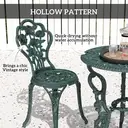Outsunny Garden Bistro Set with Umbrella Hole, 3 Piece Cast Aluminium Garden Furniture Set, Antique Floral Round Coffee Table and Chairs, Small Balcony Furniture for Outdoor, Patio, Green image 4