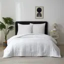 MEEALLHOME Parure de lit tuftée blanc - 1 housse 260 x 240 cm et 2 taies 65 x 65 cm image 1