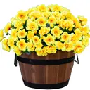 Yuejia Lot de 6 bouquets de fleurs artificielles en soie camélia jaune - 38 cm image 0