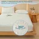 LeBonsoir Protège-matelas imperméable matelassé, hauteur extra 30 cm, housse de matelas en microfibre pour lit double, lavable en machine (200 x 200 cm), blanc image 1