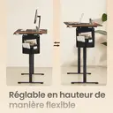 Ochama x SONGMICS Bureau Réglable en Hauteur, 160 x 70 cm, Fonction Mémoire, Port USB-C, Marron et Noir image 5