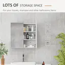 kleankin Bathroom Mirror Cabinet, Wall Mounted Bathroom Storage Cupboard with Adjustable Shelf, 60W x 15D x 60Hcm, High Gloss White image 3