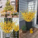 Yuejia 3PCS 3.28ft/1mArtificial Forsythia Stem Artificial Orchids Flowers Silk Forsythia Branches, Long Stem Flowers Yellow Winter Jasmine for Home Decor Indoor Floral Arrangements Wedding Farmhouse Cemetery image 6