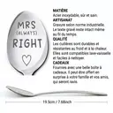 Alphynix 2-teilige Mr & Mrs Right Löffelsammlung, verspieltes Ehepartner-Motiv-Besteck avec "Immer Recht" humorvollen Inschriften, inklusive Aufbewahrungsbeutel,Le cadeau de la saint-valentin, cadeau d’anniversaire image 5