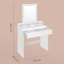 Ochama x SONGMICS Vanity Makeup Table, Dressing Table with Lighted Mirror, 3 Colours, Modern, White image 2