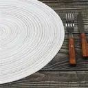 Lot de 6 sets de table ronds tressés en coton et polyester, lavables et résistants à la chaleur, diamètre 38 cm – Blanc image 7