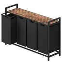 JOYFURNOS Ausziehbare Wäschekorbbox mit herausnehmbarer Tüte, 160 L – Wäschesortierer mit Metallrahmen und Ablage, Tintenschwarz und rustikales Braun, 115,6 x 33 x 72,5 cm image 0