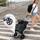 Foldable Shopping Trolley with Cooling Compartment, 3-in-1 Trolley, Sack Truck & Shoulder Bag, Shopping Trolley, Shopping Trolley 43L Capacity & Tie Down Strap, Shopping Cart with Wheels, Foldable Trolley, Grocery Shopping, Portable Trolley, Black image 6