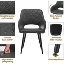 CLIPOP Dining Chair Set of 2 Faux Leather Upholstered Kitchen Counter Chair with Armrest and Metal Legs Living Room Reception Chairs for Dining Room Lounge Bedroom or Office 0427 grey 45*52*83 cm image 6