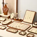 Oirlv Plateau de Présentation et de Rangement pour Bijoux en Bois de Luxe, Tiroir Plat avec Séparateurs Amovibles pour Bagues, Boucles d’Oreilles et Colliers, 1 pièce image 4