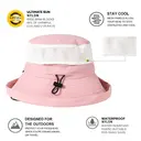 TOP-EX Chapeau de soleil pour femme type seau à large bordure avec trou pour queue de cheval, pliable, idéal pour l'été, voyage, plage et plein air, Rose image 2
