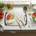 5-Piece Cutting Board Set With Knives Non Slip Surface Dishwasher Safe Beige               image 3