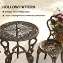 Outsunny 3 Pieces Outdoor Bistro Set, Vintage Patio Furniture Set with Round Table, Umbrella Hole and Chairs, for Garden, Balcony, Brown image 4